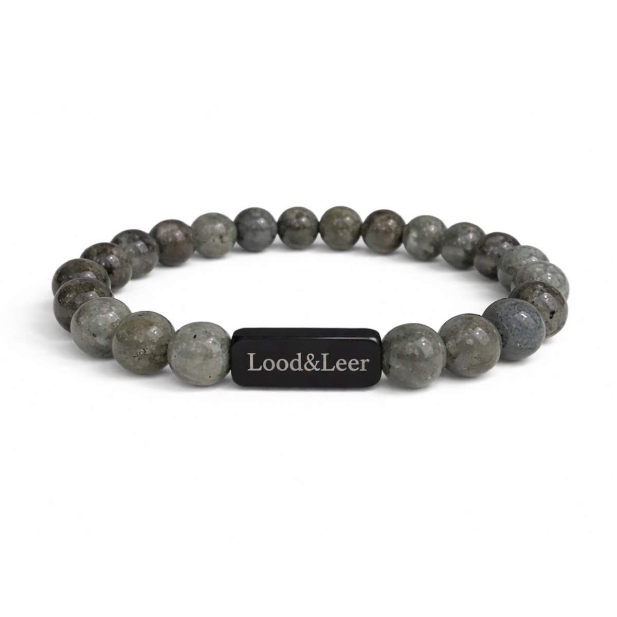 Labradoriet Lichtgrijs Natuursteen Armband – Lood & Leer®