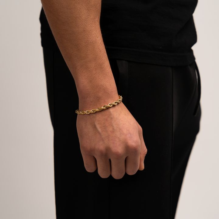 Rope Armband Goud 6MM