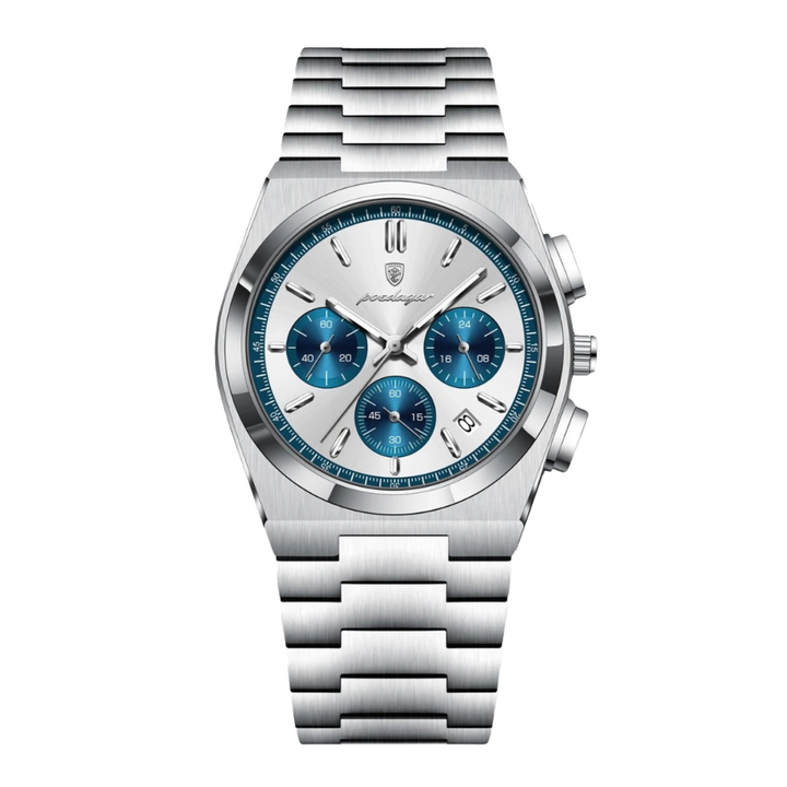 Prestige One herenhorloge van Lood & Leer met 316L roestvrijstalen kast en elegante wijzerplaat.