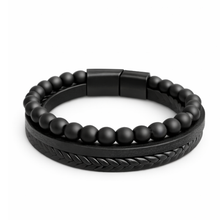 Leren Armbanden Set — Onyx (3-delig)