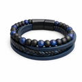 Leren armband met sodaliet en onyx van Lood & Leer. 