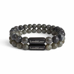 Twin Flame Set – Labradoriet Donkergrijs & Lichtgrijs – Lood & Leer®