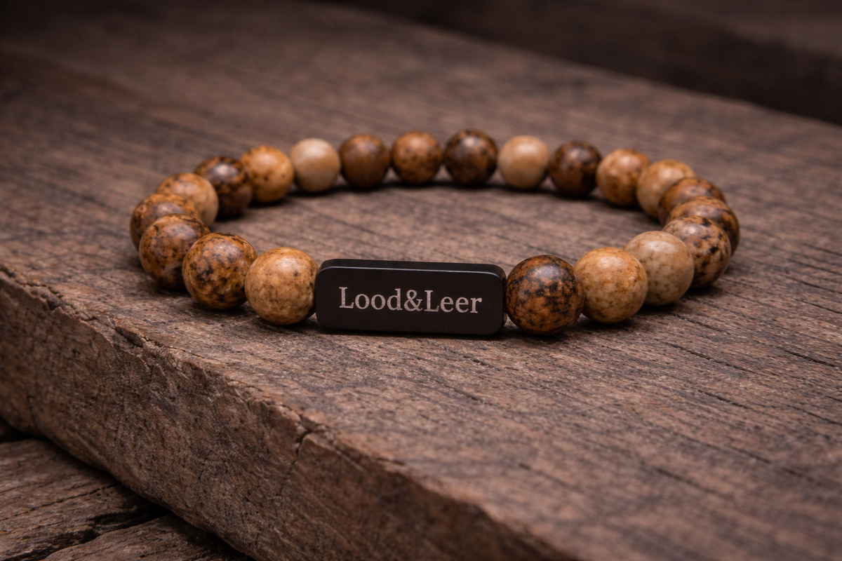 Jaspis Bruin Natuursteen Armband – Lood & Leer®