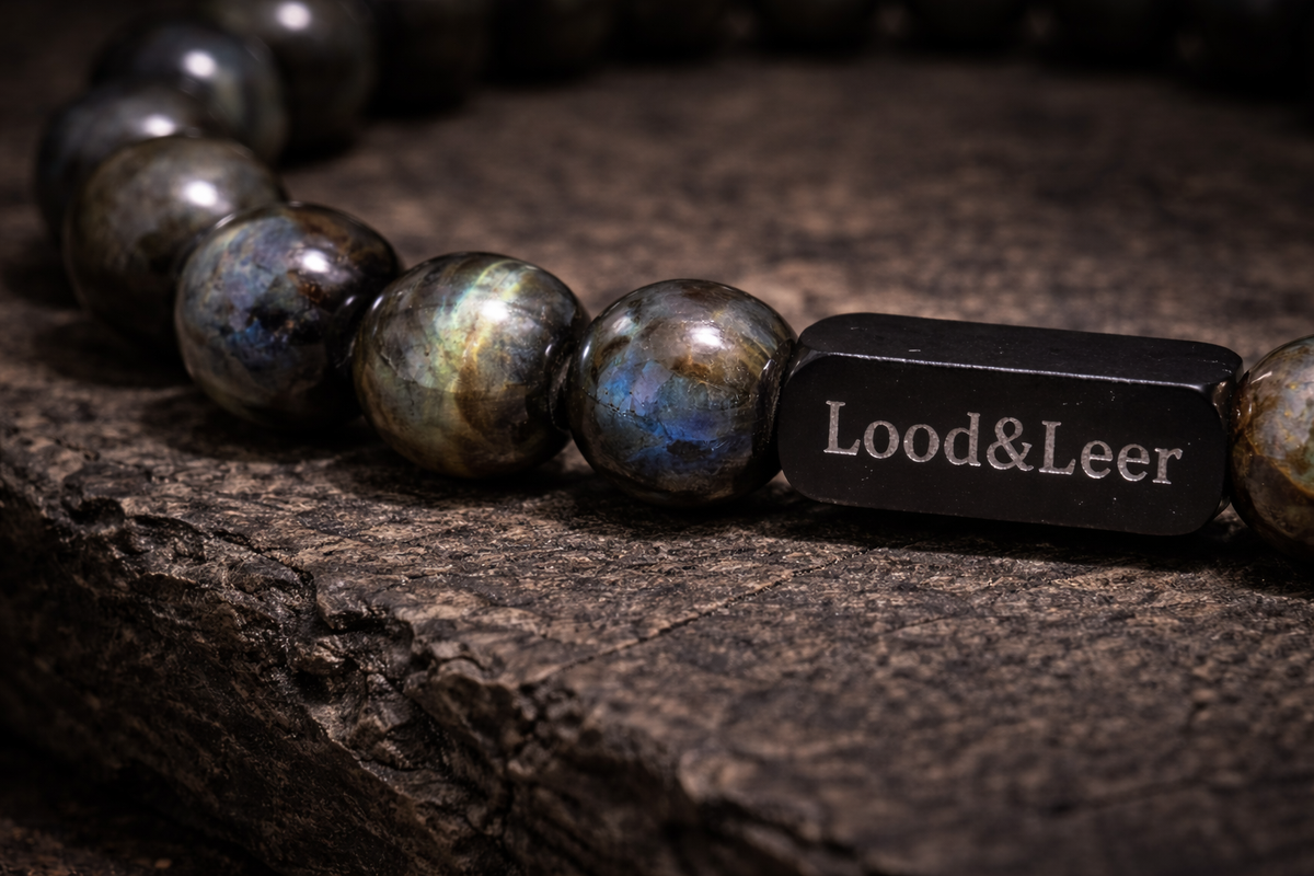 Labradoriet Donkergrijs Natuursteen Armband – Lood & Leer®
