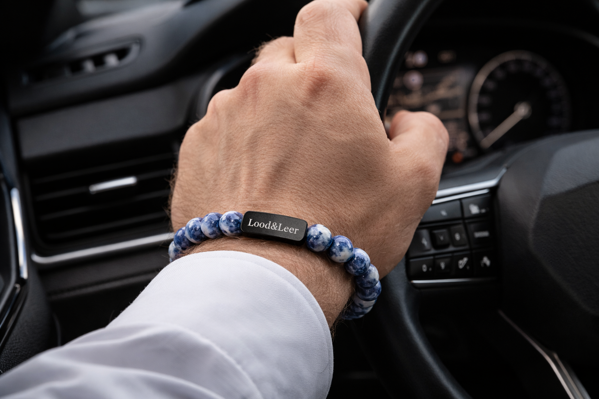 Sodaliet Natuursteen Armband – Lood & Leer®