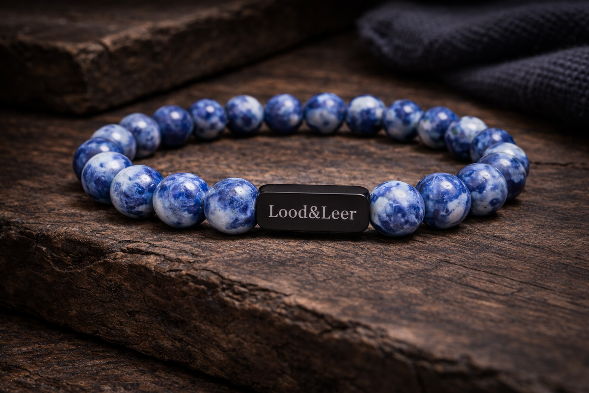 Sodaliet Natuursteen Armband – Lood & Leer®